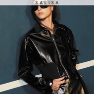 SALISA - Cropped TRACK JACKET Patent Vegan Leather แจ็คเก็ตหนังวีแกน