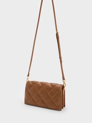 Alcott Scarf Handle Quilted Clutch - Chocolate