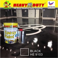 BLACK HE9103 ( 5L ) HEAVY DUTY EPOXY BRAND Two Pack Epoxy Floor Paint - 4 Liter Paint + 1 Liter hardener