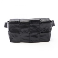 [二手] Bottega BOTTEGA VENETA腰包、腰包、盒式腰包、Maxi Intrecciato、黑色皮革、盒式 Intrecciato 腰包