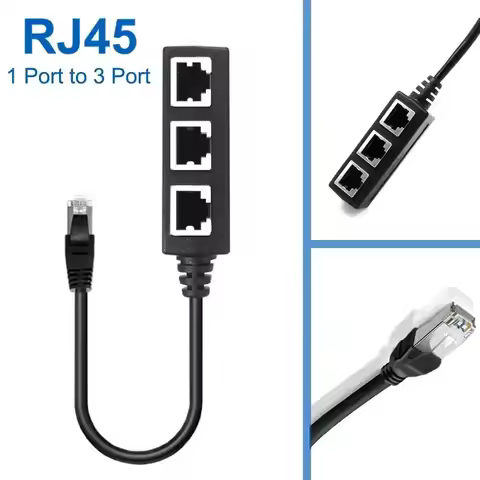 RJ45 Ethernet Cable Splitter Network Adapter,Ethernet Splitter 1 to 3 Cable Suitable Super LAN Ether