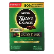 NescafÃ©, Taster's Choice, Instant Coffee, House Blend, Light/Medium Roast, Decaf, 16 Packets, 0.1 oz (3 g) Each