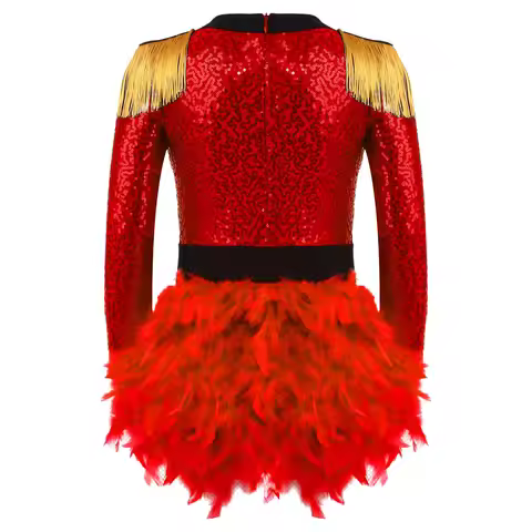 Girls Circus Performance Magician Costume Halloween Ringmaster Jumpsuit Lion Tamer Outfits Shiny Seq