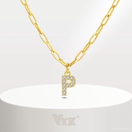 Vnox 18K gold initial letter necklace, gold letter necklace, initial necklace