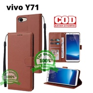 VIVO Y71 - VIVO 1724 FLIP LEATHER CASE PREMIUM-FLIP WALLET CASE KULIT UNTUK VIVO Y71 - VIVO 1724 - C