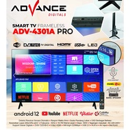 Advance ADV-4301A PRO Smart Televisi Android TV 12 HD Panel LG Tanpa STB DV3 T2/C Youtube Netflix
