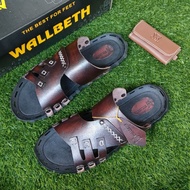 SANDAL KULIT PRIA TRENDI DISTRO 2022 MEREK WALLBETH 100% KULIT SAPI  SOL KARET TIDAK LICIN WARNA HIT