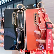 Casing OPPO Reno 2F reno2 F reno 2 F reno 2 phone case Softcase Electroplated silicone shockproof Protector  Cover new design wristband straps Lanyard for girls WDXGS01