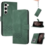 Samsung Galaxy M54 M34 M53 M33 A22 A32 A52 A52S A12 A51 A71 A50 A50S A30S A70 A70S A21S A31 4G 5G Green Leather Simple Men Women Magnetic Flip Wallet Protective Phone Case Cover