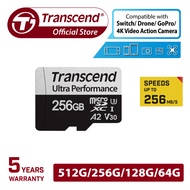 Transcend USD340S microSD UHS-I U3 Class 10 V30 A2 Memory Card with Adapter (64GB/128GB/256GB)