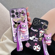 3D Kuromi Toy Pendant Wrist Strap Phone Case For OPPO A57 A77 A57S A57E A77S A58 A58X A59 A59S F1S A