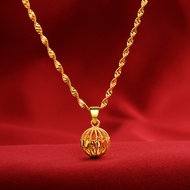 new New AU999 gold necklace for women exquisite beads hollow ball pendant 24K pure gold jewelry char