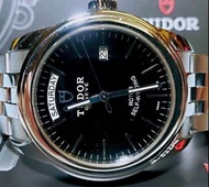 真品.超過90%New.較新款39mm大裝.靚黑面TUDOR-56000 GLAMOUR DAY+DATE 全鋼全自動星期日曆不議價，有興趣朋友懇請由頭到尾仔細閱讀内文((㩒"描述"入去看)) 並参看