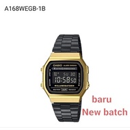 [2YEARS WARRANTY] A168WEGB-1B Original Casio Women Watches Unisex Watch Vintage Youth Watches A168WE