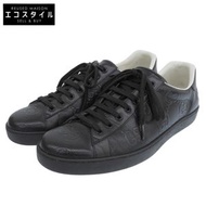 二手 Gucci GG 壓花皮革 Ace 運動鞋，男款，黑色，11 碼，625787