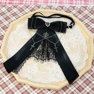 地雷系領結 十字之心-黑 全手縫 服裝領帶