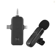 Mini)Wireless Lavalier Microphone System One Microphone Noise Reduction Built-in DSP Chip 2.4GHz Wireless Transmission Professional Collar Clip Microphone for Phones Computers Soun