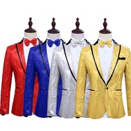 Casual Suit for Men Slim Solid Shiny Party Suit for Men Blazer Jacket