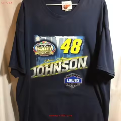 Daytona 500 50 years 2008 Jimmie Johnson Lowe s Racing 2XL Navy Blue T Shirt vintage Washed designer