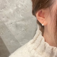 櫻桃星耳環- 18K純金日本Akoya珍珠天然鑽石耳環