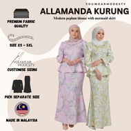 YouWearModesty Allamanda Baju Kurung moden plus size baju kurung peplum baju kurung purple lilac lime green kurung