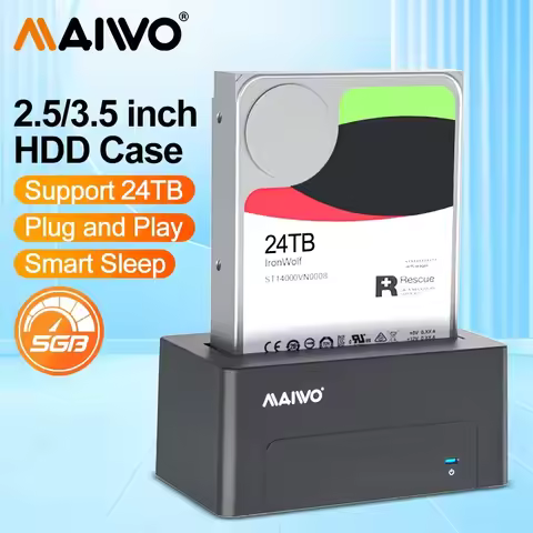 MAIWO 2.5/3.5 Inch HDD Docking SATA To USB 3.0 External Hard Drive Docking Station Support UASP 24TB