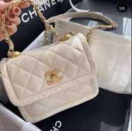 Chanel  2020 新款 小豆腐包 復古 vintage classic flag bag AS2055 beige colour Lambskin