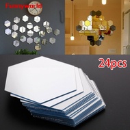 NEW&gt;&gt;Hexagon Mirror Sticker Self adhesive Mosaic Tiles Pack of 24 Bathroom Decoration
