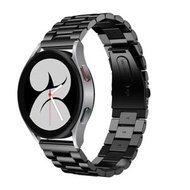 全城熱賣 - 適用於三星 Galaxy Watch6 / 6 Classic 平頭三珠不銹鋼錶帶（黑色）