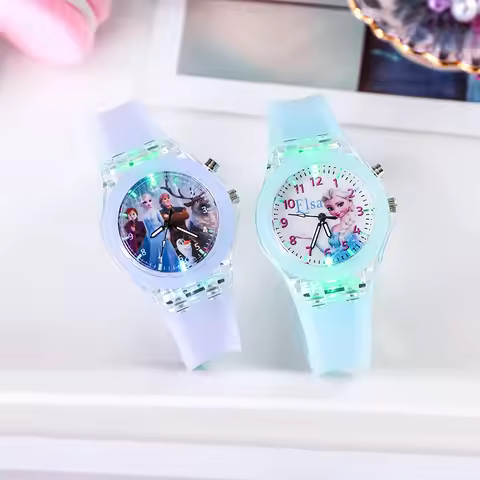 Disney Girls Kids Watches Children Watch Frozen Princess Aisha Sophia Luminous Student Colorful LED 