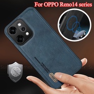 For OPPO Reno14 F Reno 14 Pro 14F 5G Phone Case Shockproof Luxury Leather Soft Casing Simple Plain D