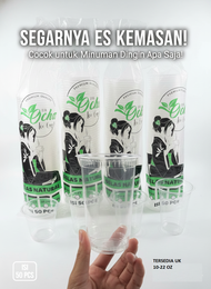 Cup Gelas Plastik Datar 12oz 14oz 16oz 18 oz 22oz 1 Roll Isi 50pcs Cup Gelas Jus Boba  Es Teh Jumbo