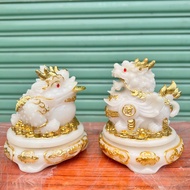 Combo Tượng Tỳ Hưu và tượng thiềm thừ phong thủy để bàn thờ thần tài- Bộ gồm 2 tượng -Màu Trắng