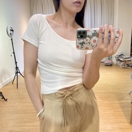 ** 32wardrobe-Pullable Flat Neck Short Ribbed t 03-1615 j