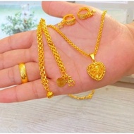 Perhiasan Wanita Satu Set Perhiasan Wanita Komplit Kalung Gelang Anting Cincin Titanium Gold Anti Ka