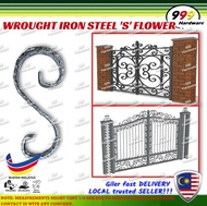 999 WROUGHT IRON 'S' STEEL FLOWER / 6" x 3" S STEEL FLOWER / GRILL PAGAR S BUNGA / WROUGHT IRON HOUSE GATE / BESI HOLLOW / WELDING GRILL GATE