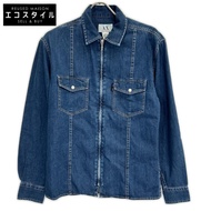 Armani Exchange 靛藍色牛仔拉鍊夾克，S 碼 [二手]