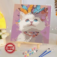 20cm Child Painting Paint By Numbers Cute Cat Oil Painting Hanging Decorative Home Picture T8h4