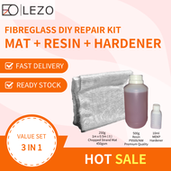 LEZO FIBREGLASS FRP DIY KIT SET FIBERGLASS REPAIR KIT (500g RESIN 250g FIBREGLASS MAT 10ml HARDENER)