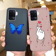 Cases For Oppo A94 A94 5G A95 5G Blue Butterfly Gesture Love Heart Matte Silicone Simplicity For Opp