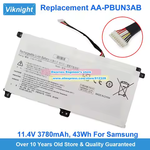 New AA-PBUN3AB Battery 11.4V 3780mAh 43Wh for Samsung NT500R5M NT500R5N NP8500GM 500R5M 300E5K 300E4