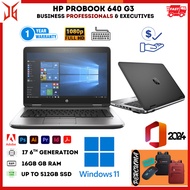 HP ProBook 640 G3 G8 i7 6th Gen i5 11th Gen 16GB 512GB SSD FHD Business Laptop Win11  1Year Warranty