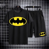 Fashion Set Short-Sleeved T-Shirt With Screen Print + Shorts Casual Sports Pants Suitable For Both M