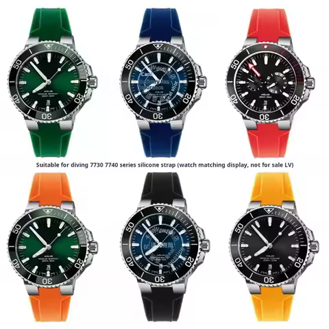 modify men's bracelet For Oris Aquis 7790 7654 7730 7740 24x11mm 24x12mm Soft Rubber Watchband Blue 