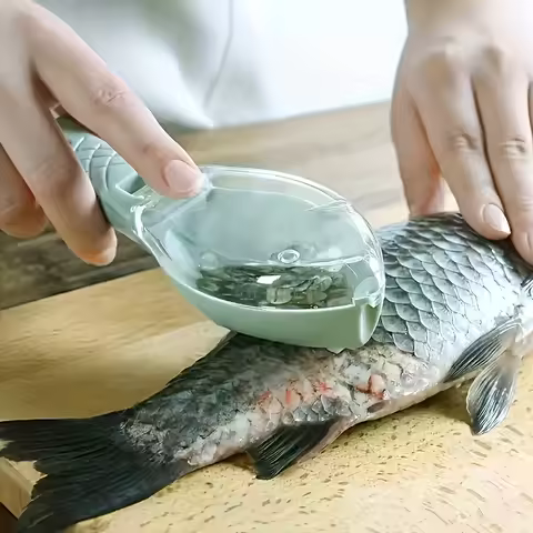 [Easy-Clean Remover] Durable Easy-Clean Fish Scale Remover | Plastic Peeler & Skin Brush for Kitchen