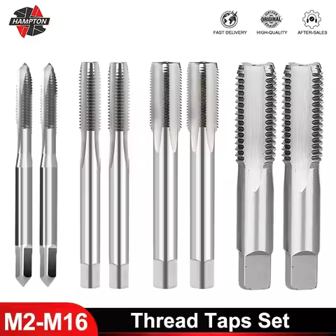 2pcs M2-M16 Thread Taps Set HSS Right Hand Thread Metric Plug Taps Drill Hand Tools Screw Metal Thre