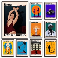 Minimalist Movie Poster Canvas Art Pulp Fiction/Whiplash/Anora Vintage Film Prints Modern Cinema Wal