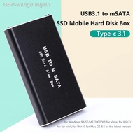Wangmingxin Msata ไปยัง USB 3.0เคส SSD อะแดปเตอร์กล่องใส่ฮาร์ดดิสก์อะลูมิเนียมภายนอกมินิ Sata USB3.1 Type-C