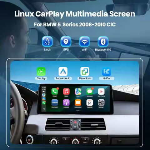 12.6 Inch Ultra Wide Linux Screen Upgrade for BMW E60 5 Series 2008-2010 CIC, Plug and Play, Wireles