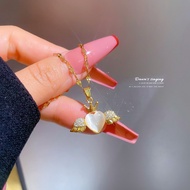 Korean Fashion Income Opal Heart Pendant Necklace For Women Personality Angel Wings Heart Stainless Steel Necklace Jewelry Gift